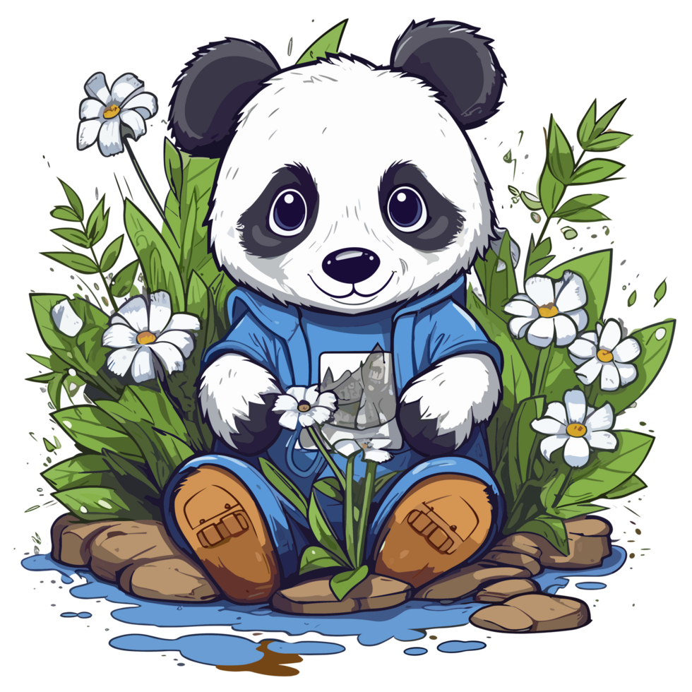 mooi panda spelen in tuin - ai gegenereerd png