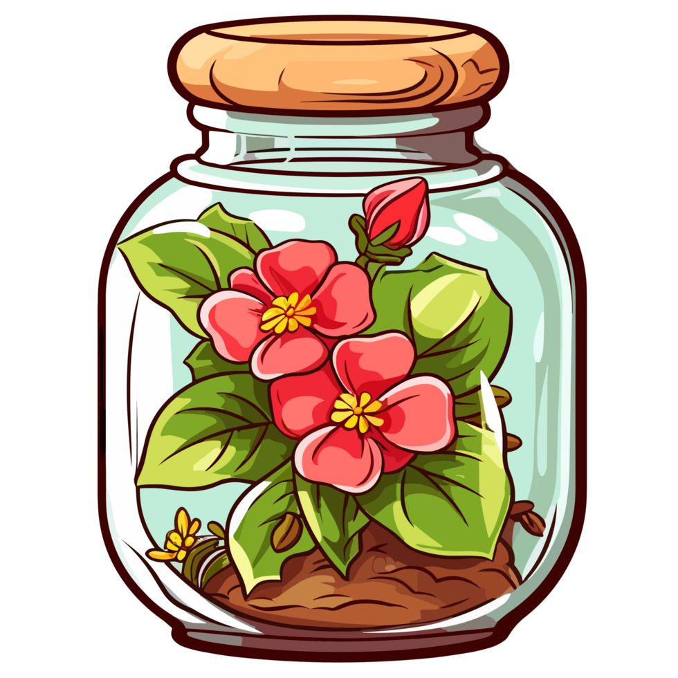 Flowers Inside Jar - png