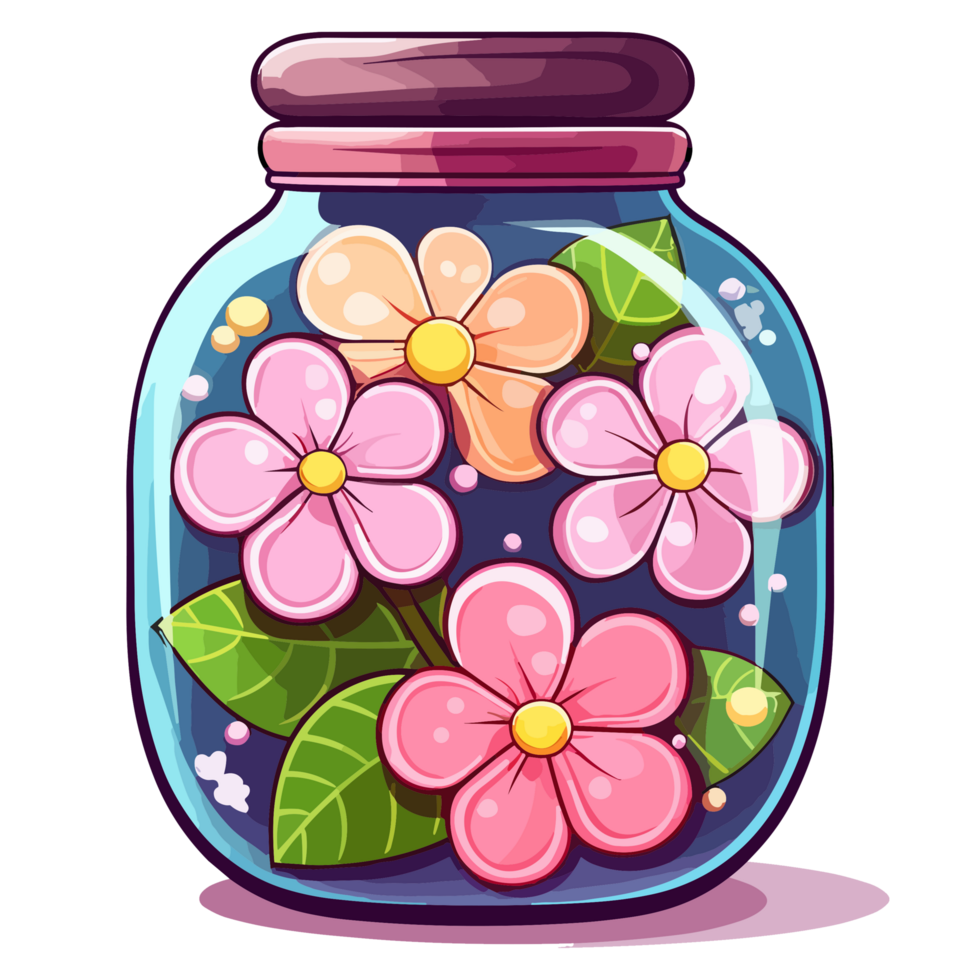 Flowers Inside Jar - png