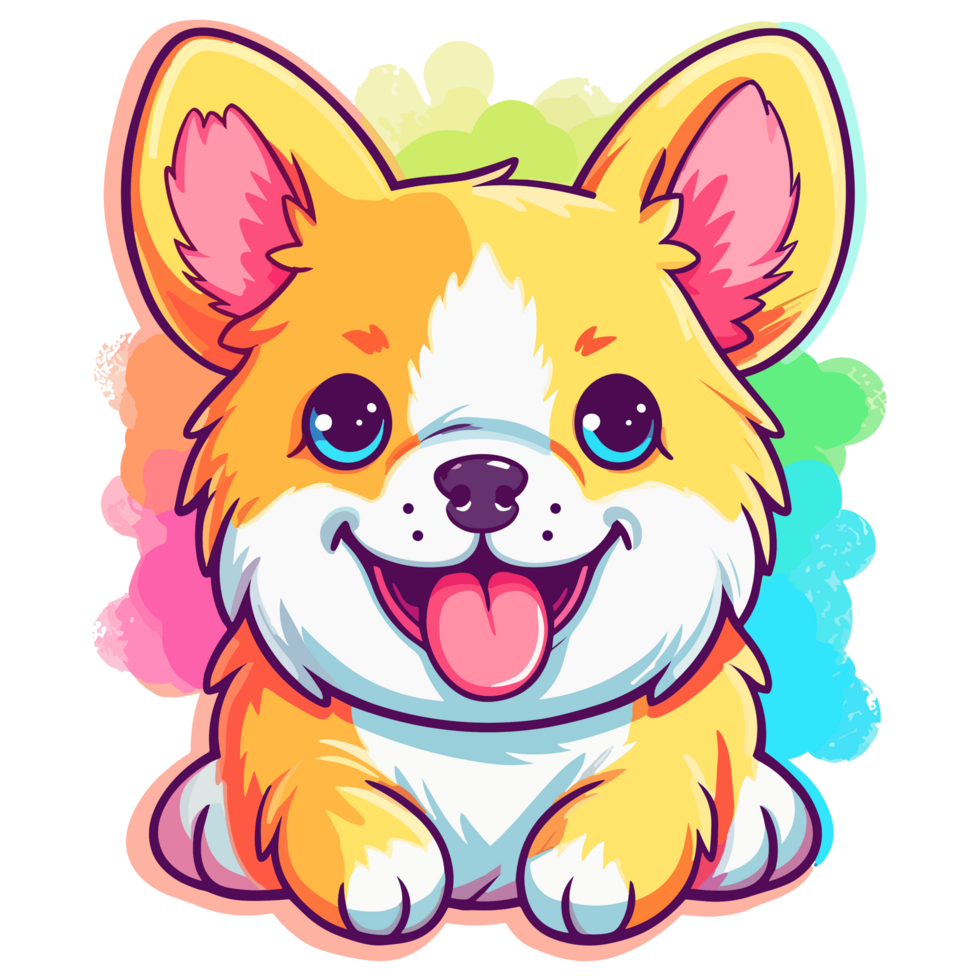 Rainbow Color Dog - png