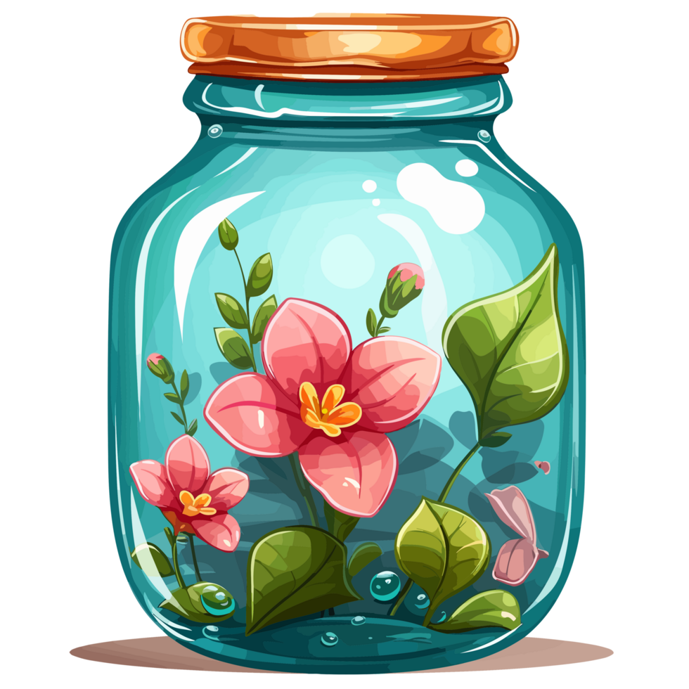 Flowers Inside Jar - png