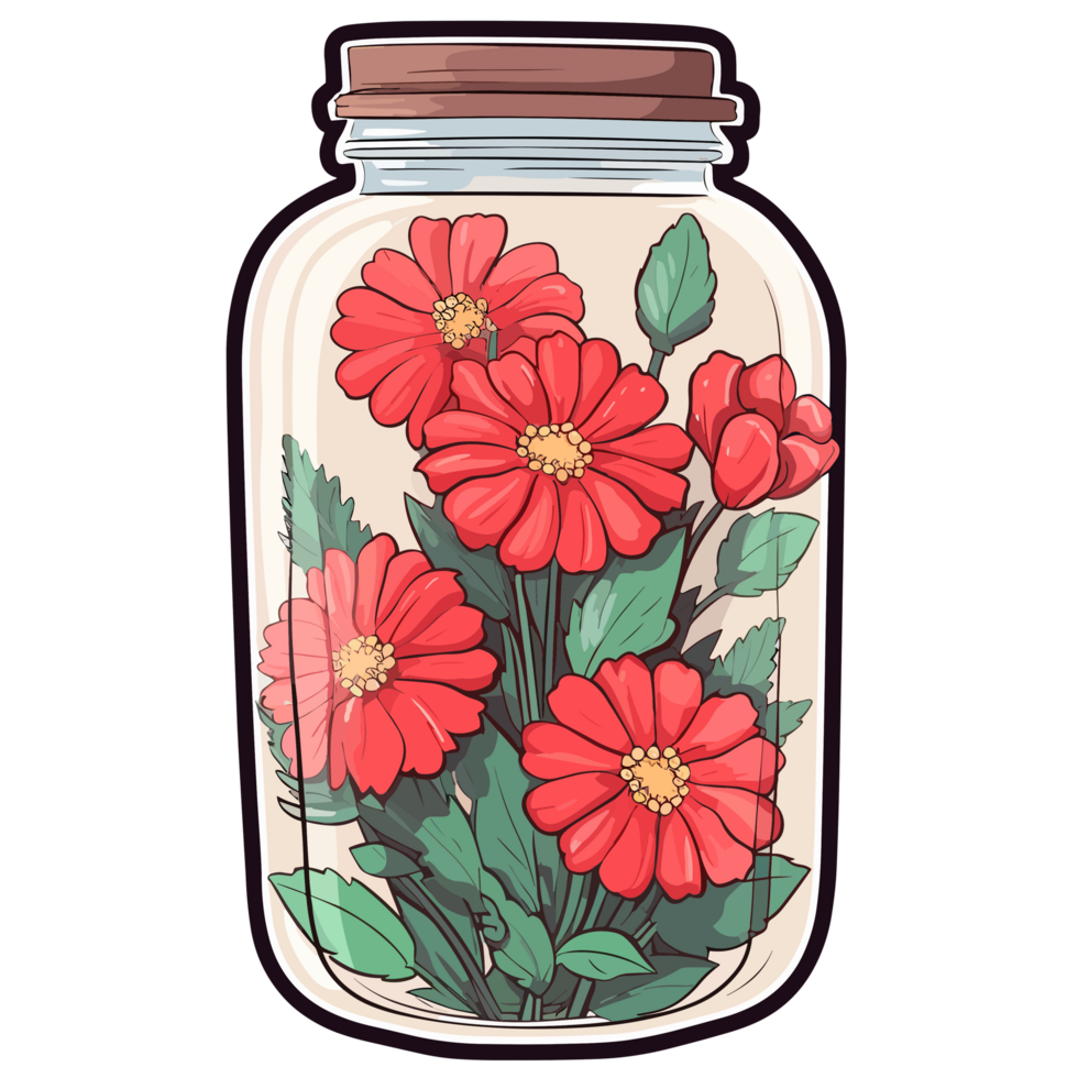 Flowers Inside Jar - png
