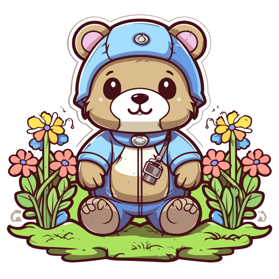 lindo Urso dentro jardim - ai gerado png