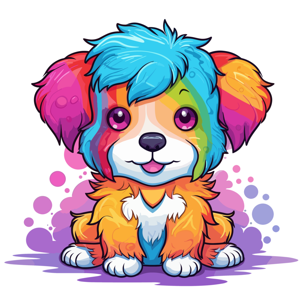 Rainbow Color Dog - png