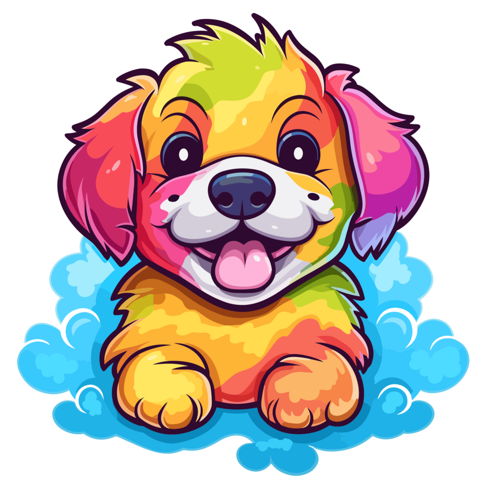 Rainbow Color Dog - png