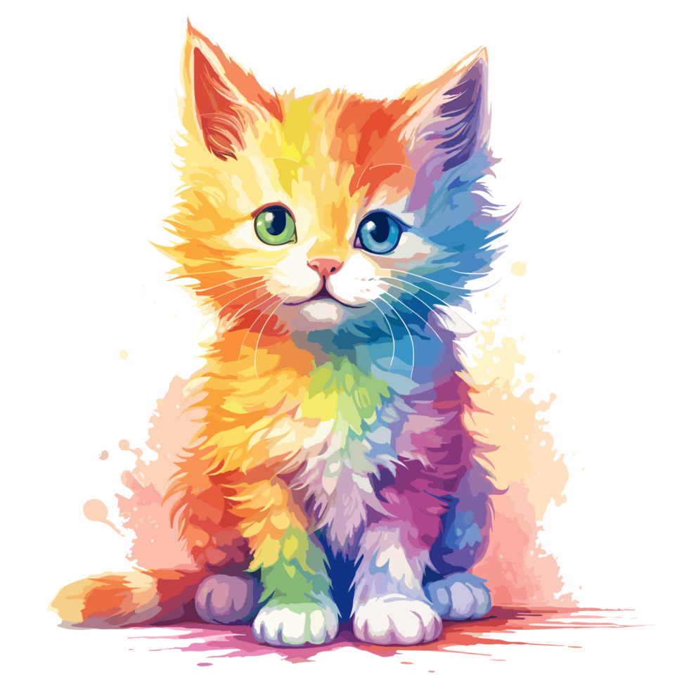 hermosa arco iris gato - ai generado png