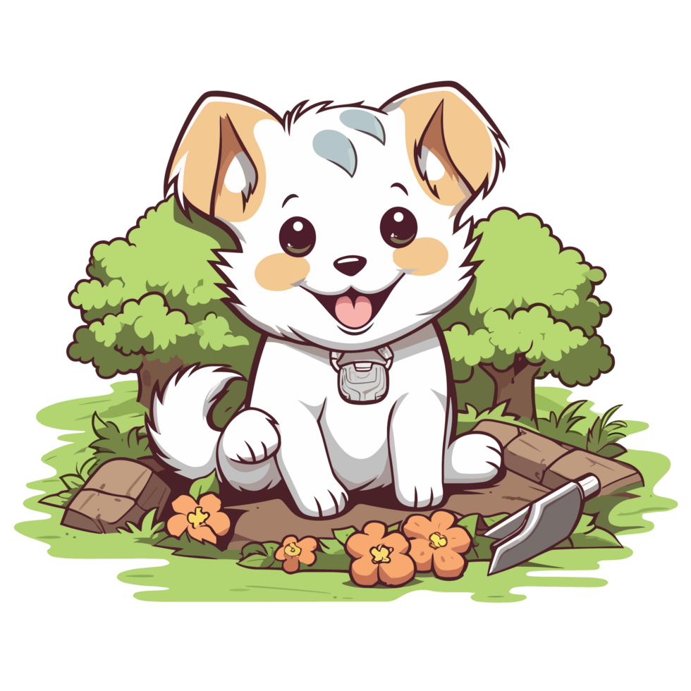 Cute Baby Dog Playing In Garden - png