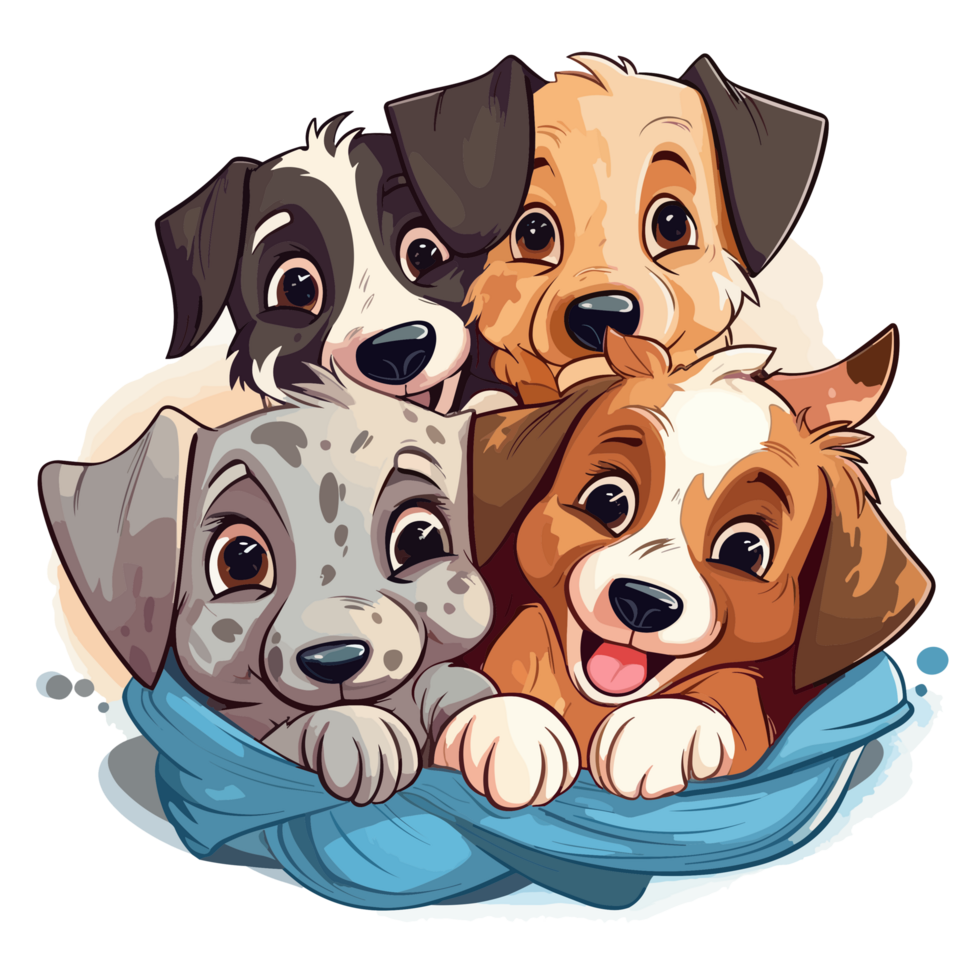 Adorable Dogs Cuddling - png