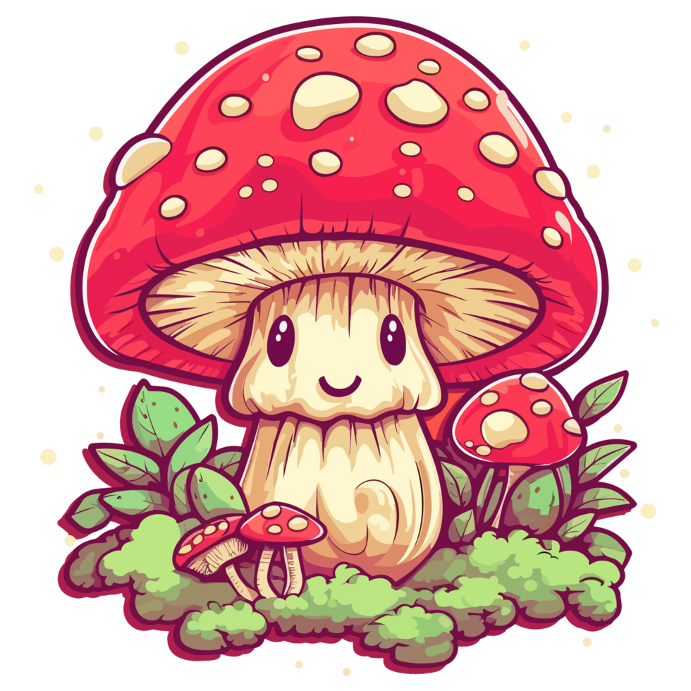 Kawaii Style Mushroom - png