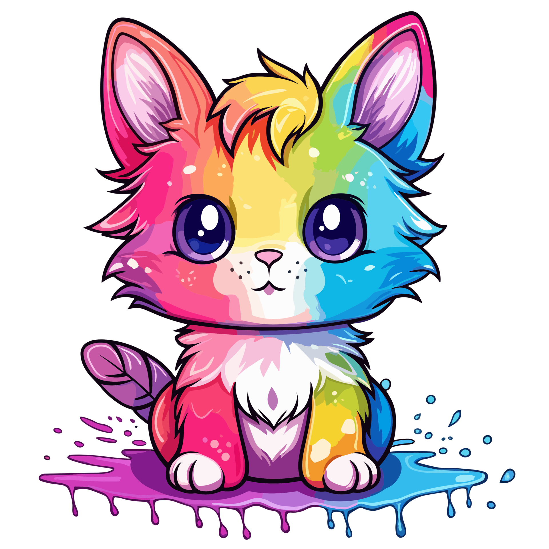 Beautiful Rainbow Cat - Ai Generated 24477868 PNG