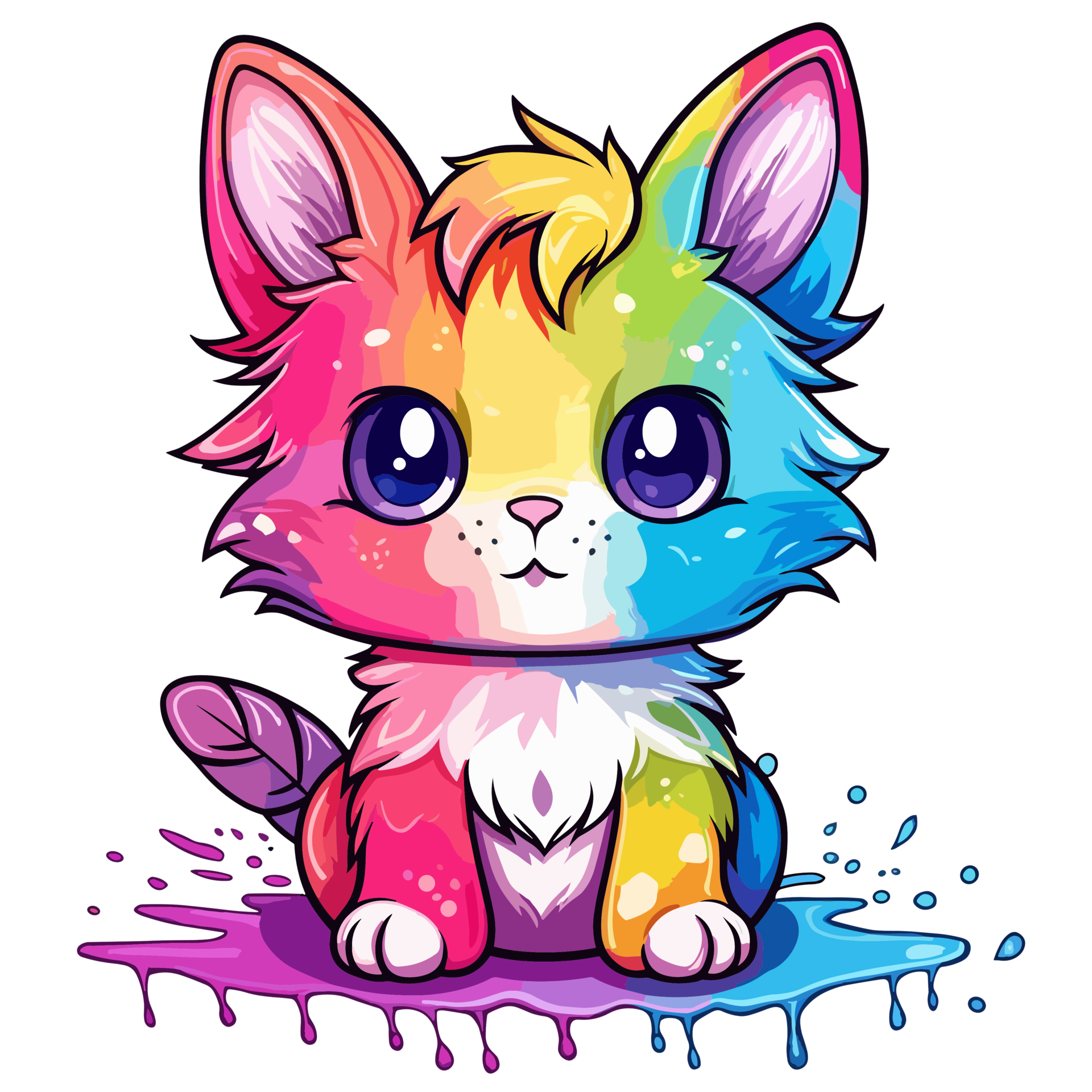 Beautiful Rainbow Cat - Ai Generated 24477868 PNG