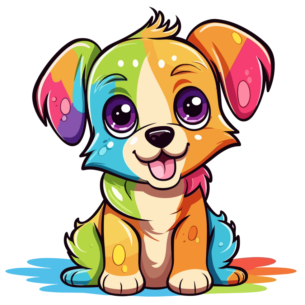 Rainbow Color Dog - png