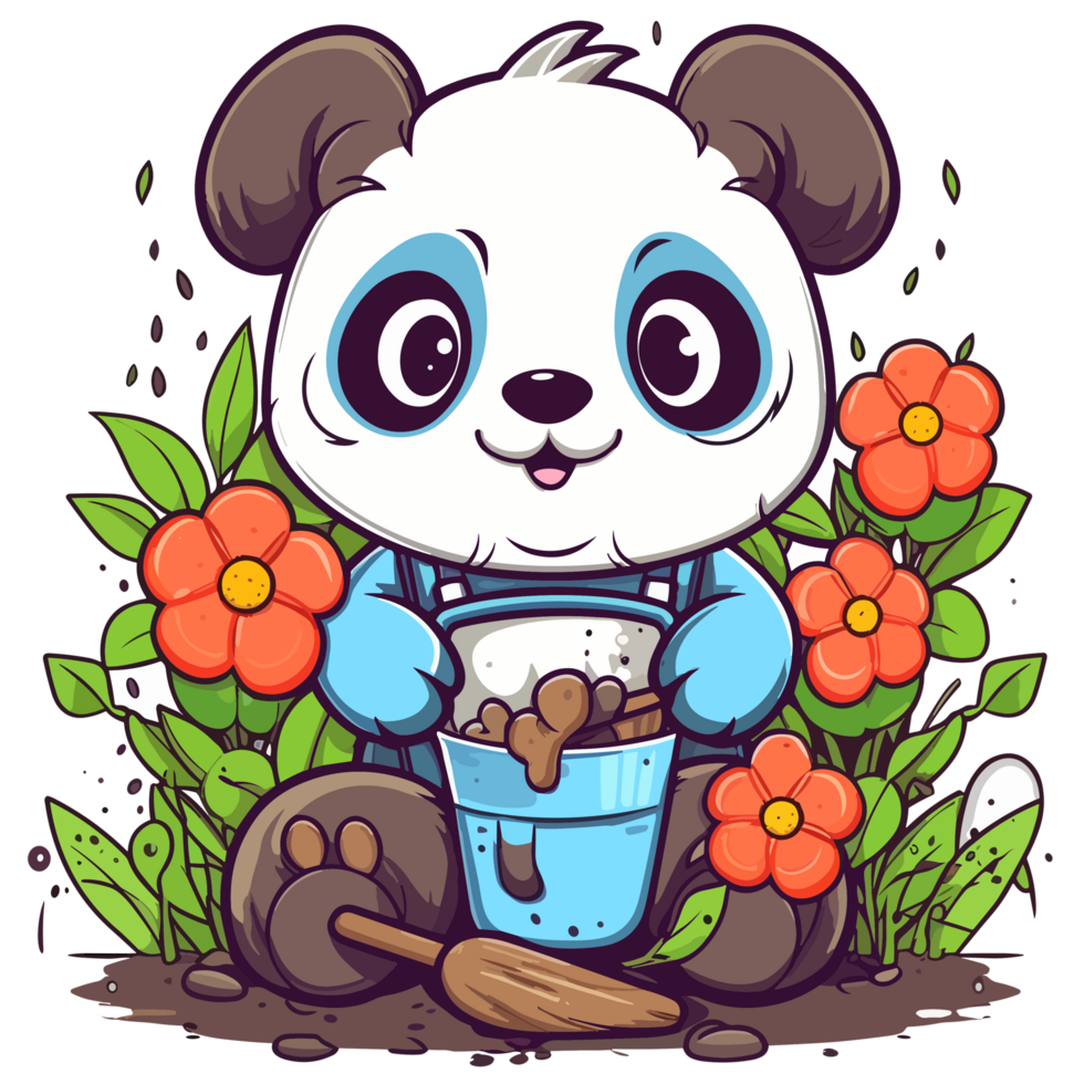 hermosa panda jugando en jardín - ai generado png