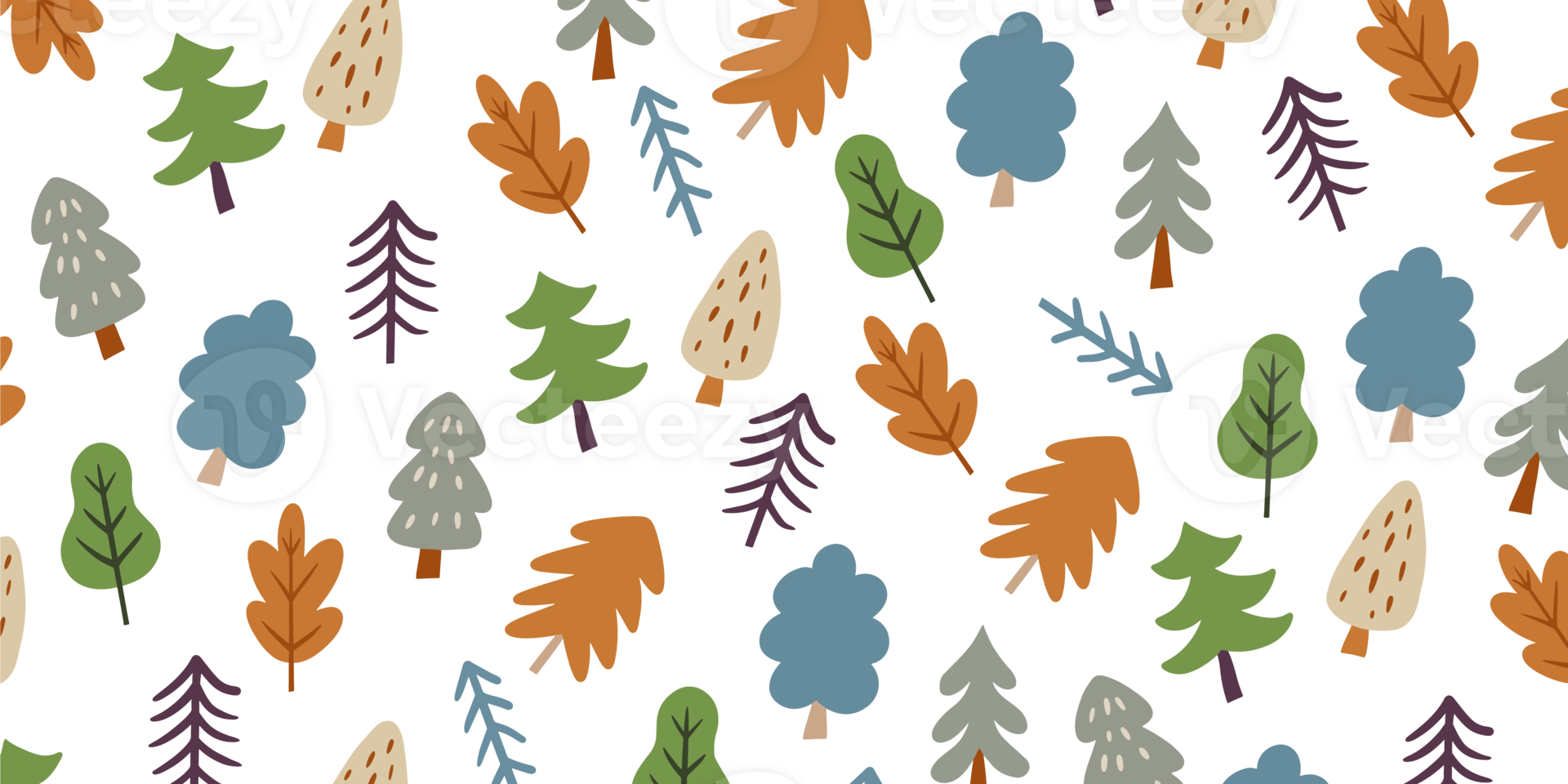 autumn tree cartoon pattern png
