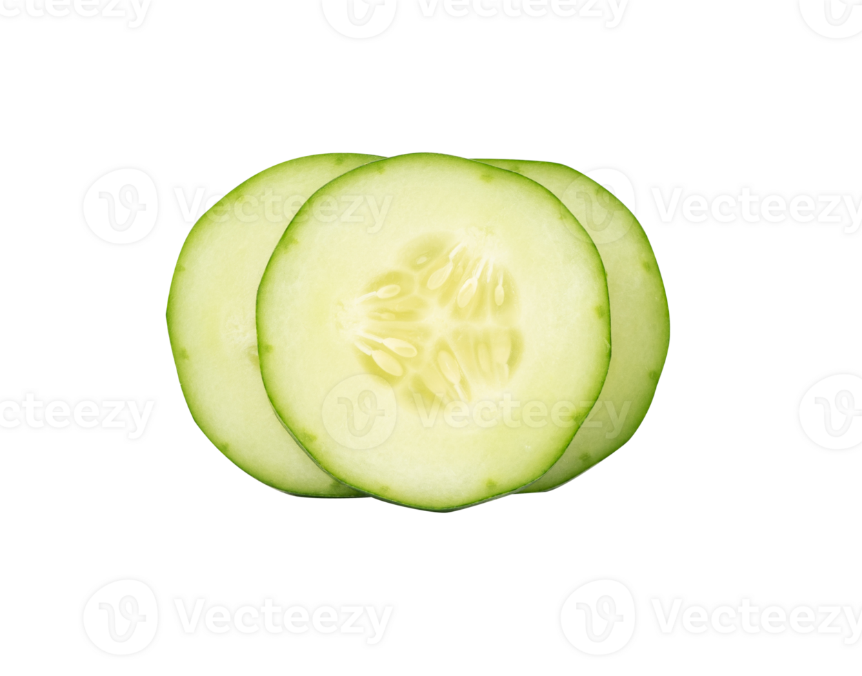 Pile of slice cucumber isolated png