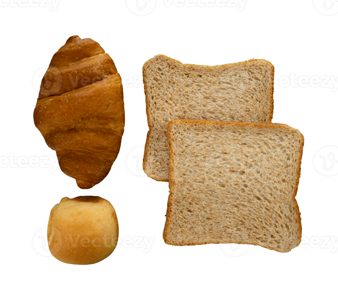 Set of tasty bread for breakfast png