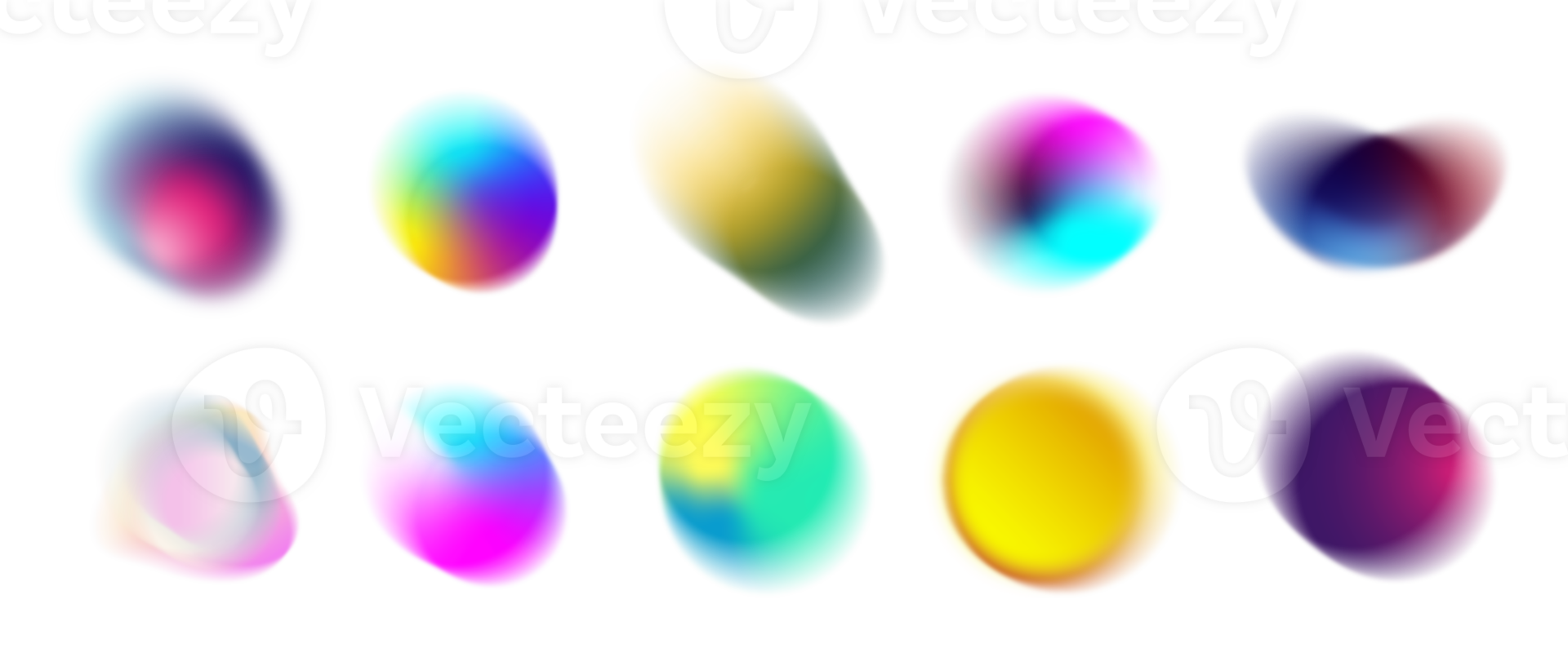 Set of blurry round gradient color element png
