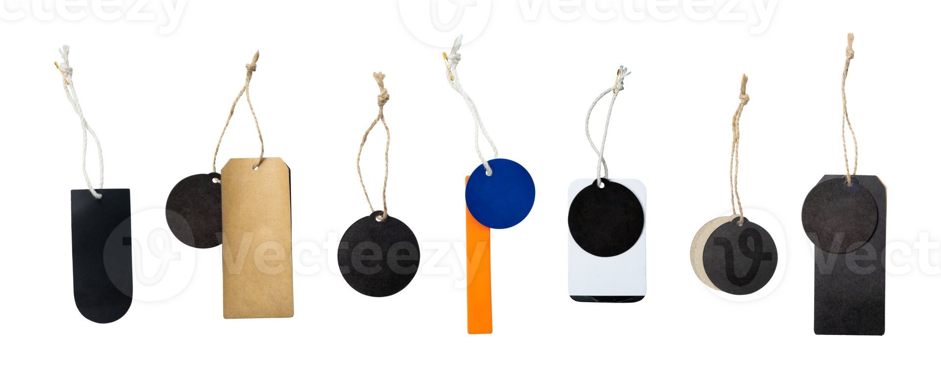 Empty vintage tag label mockup. Realistic fashion tag with string png