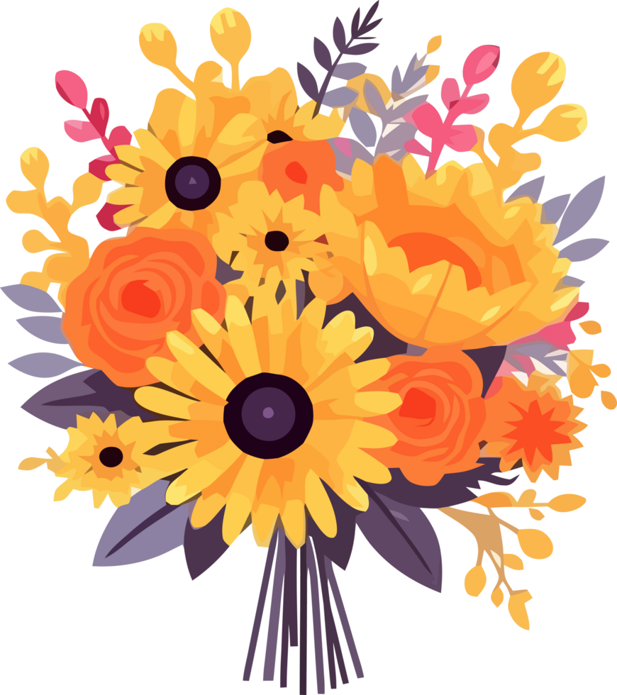 grillig zomer bloem boeket, voor uitnodiging, groet kaart, poster, kader, bruiloft, decoratie png