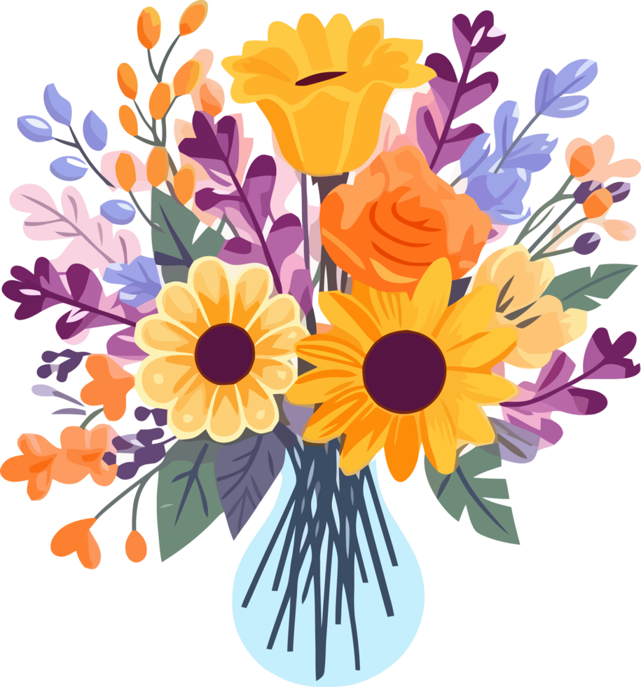Elegant Summer Flower Bouquet, for invitation, greeting card, poster, frame, wedding, decoration png