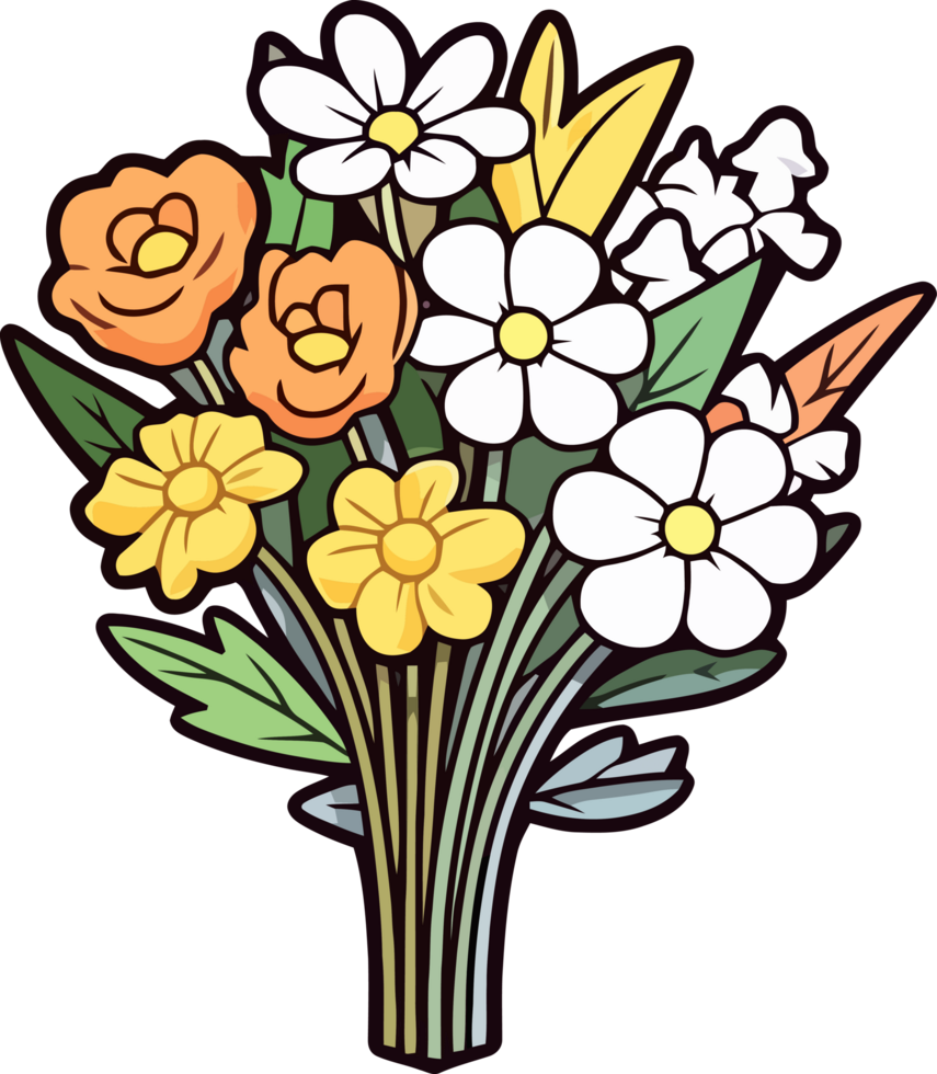 Cheerful Bouquet of Colorful Spring Flowers png