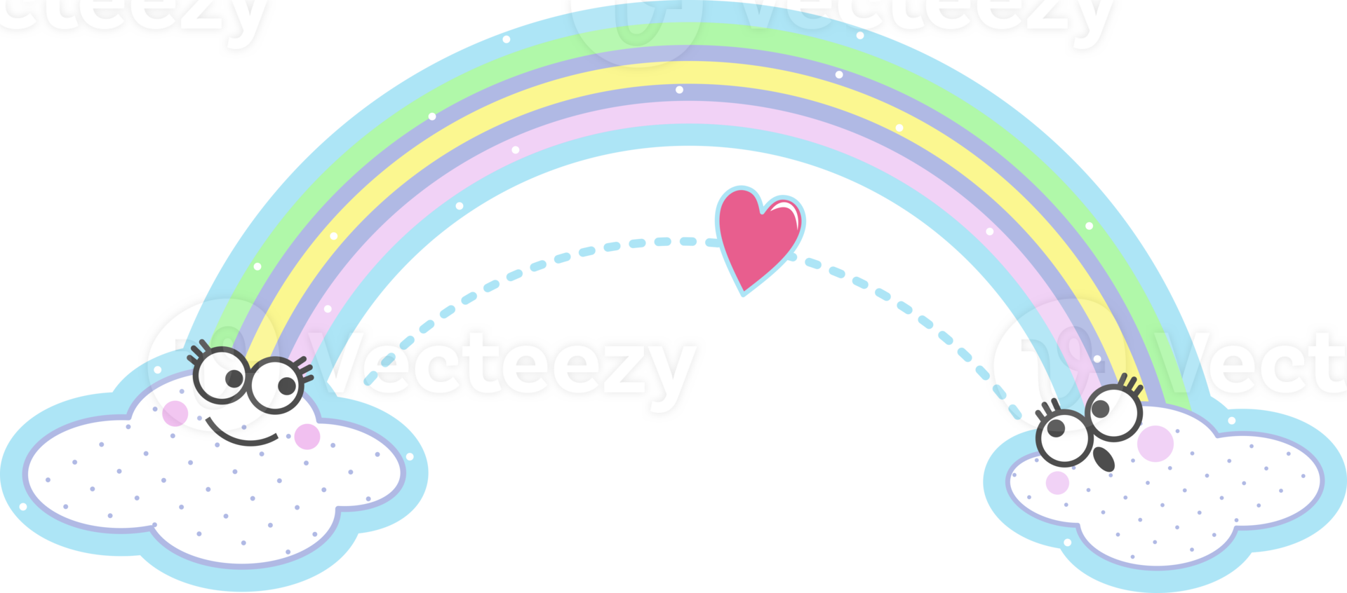 Two clouds and a rainbow arch. png