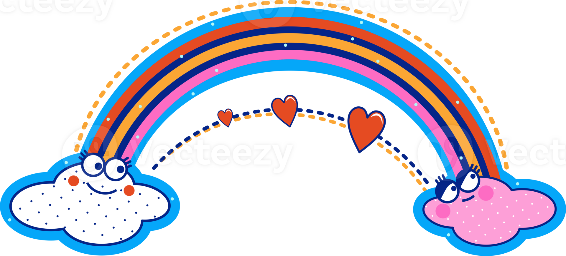 Two clouds and a rainbow arch. png