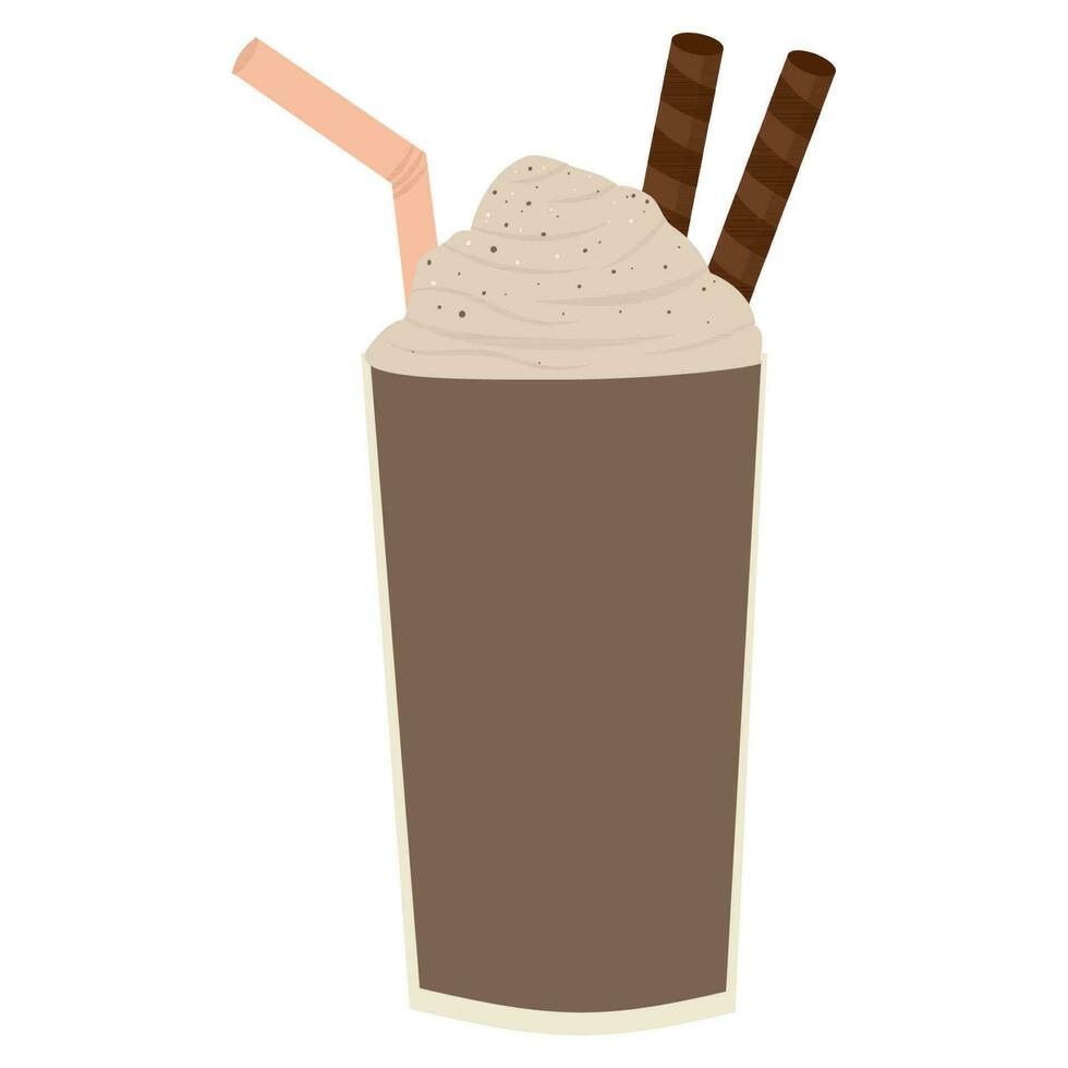 Ice chocolate with whip cream vector