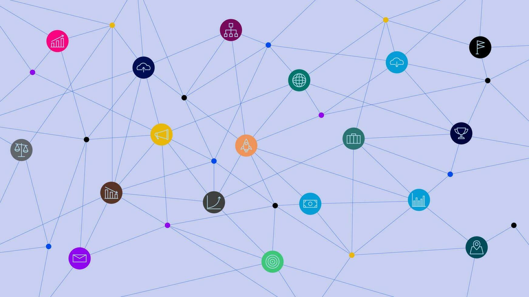 Business and information technology with infographic elements and icons. Digital communication technology, networking and connecting dots lines. Vector illustration.