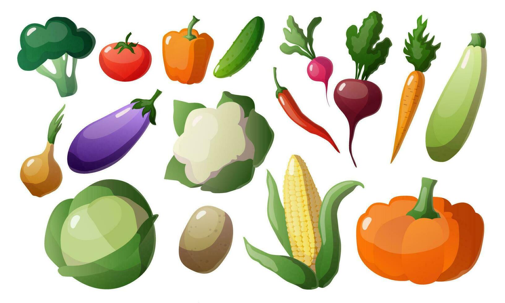 Vegetables set. Vector flat illustration. Healthy food