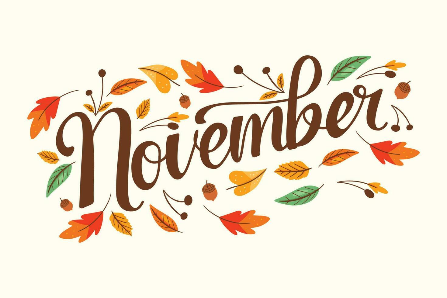 November Lettering With Autumn Decoration 24478450 Vector Art at Vecteezy