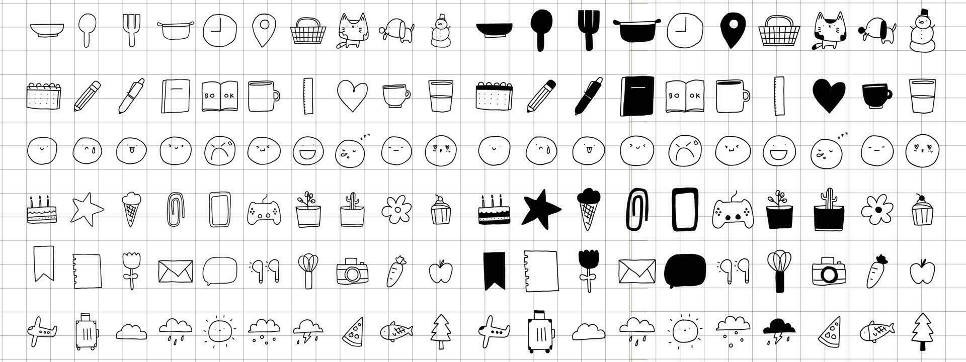 Digital Journal Sticker Hand Drawn Collection vector