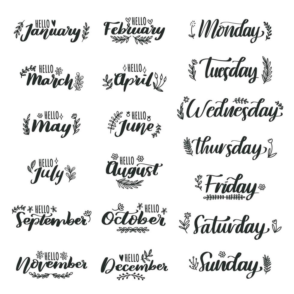 Hand Lettering Tittle Month Day With Floral Decoration vector