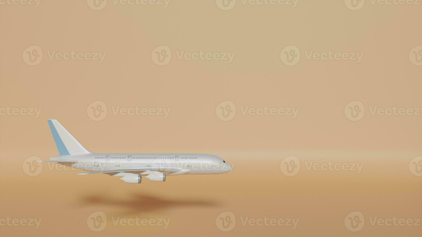 3D Air plane illustration with orange background photo