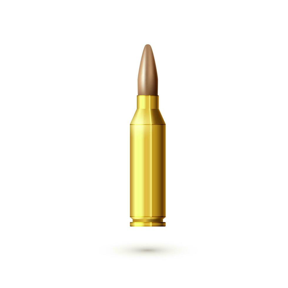 Realistic machine gun bullet. Sniper rifle cartridge. Vector illustration