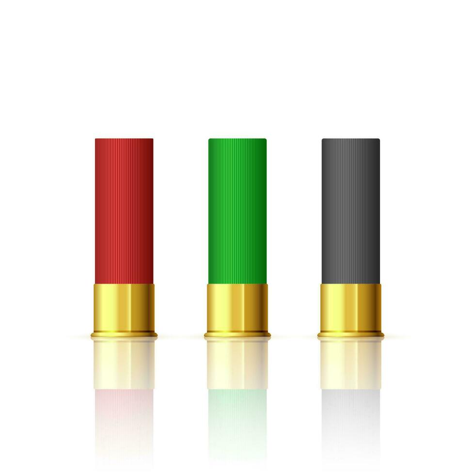 Rifle Bullet Set. Shotgun Hunting Firearms Cartridges. Different Rifle Bullet. Vector