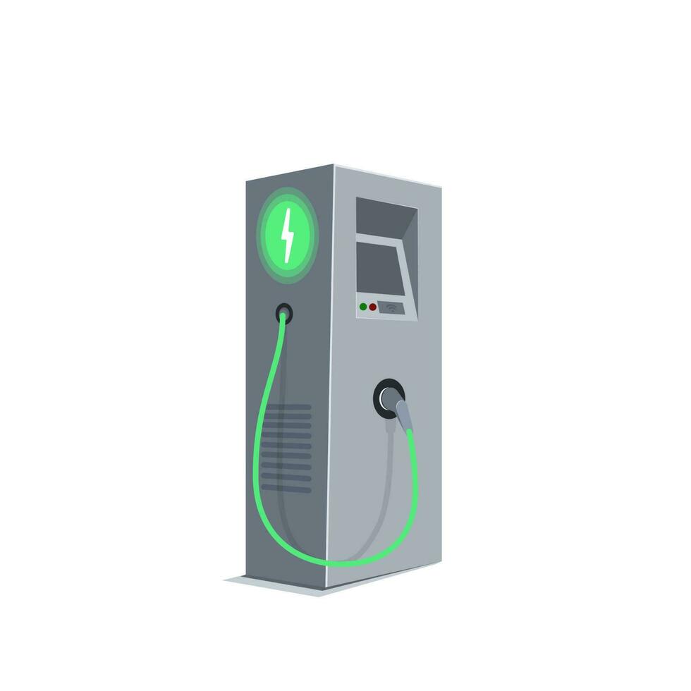 Charging station for electric car. E-charge. Green energy or eco concept. Vector