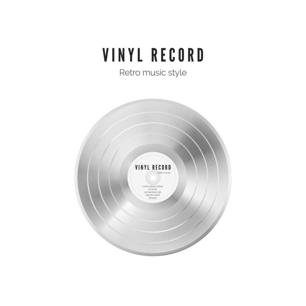 Platinum record. Vinyl in white color. Audio album old disc. Vector illustration