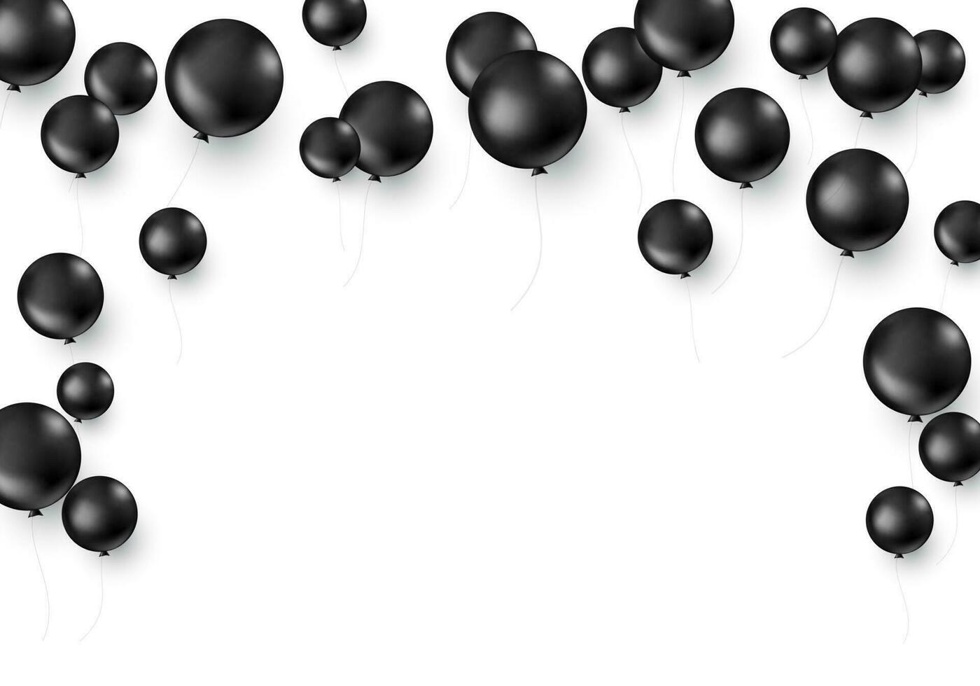 Black balloons isolated on white background. Black friday decoration template. Vector illustration