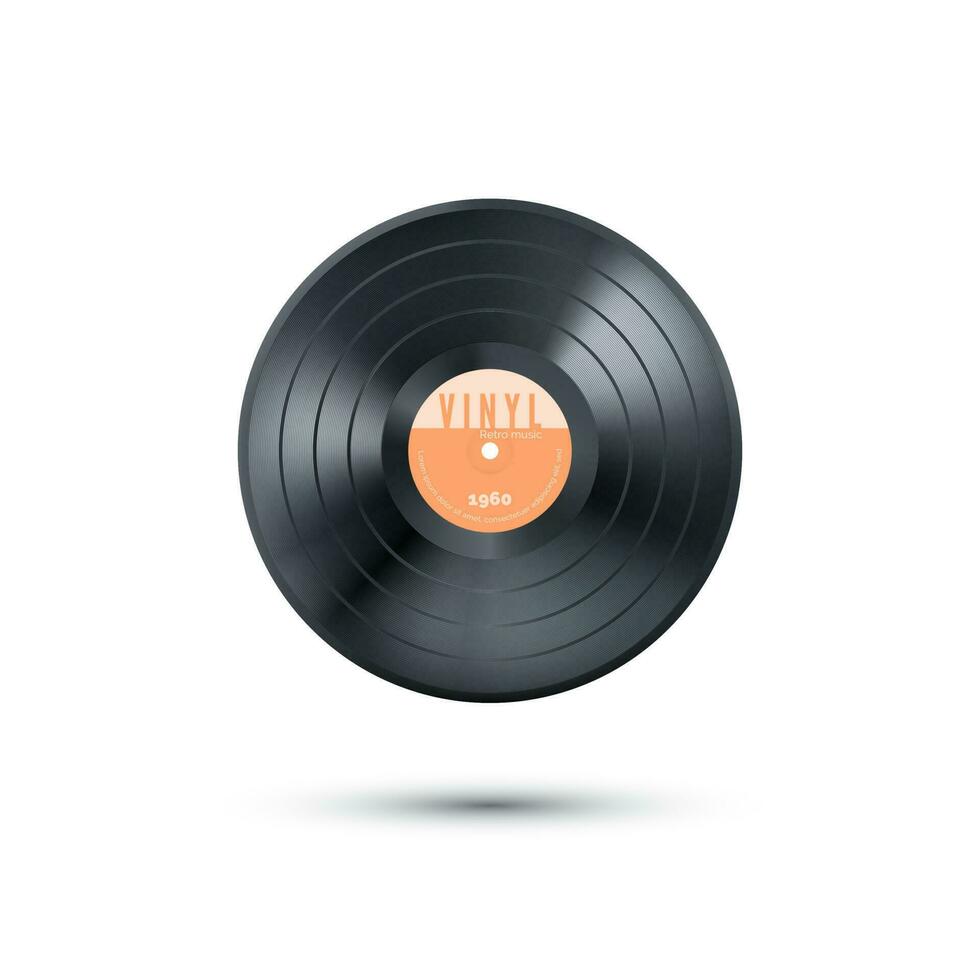 Vinyl music record. Retro audio disk. Vector illustration