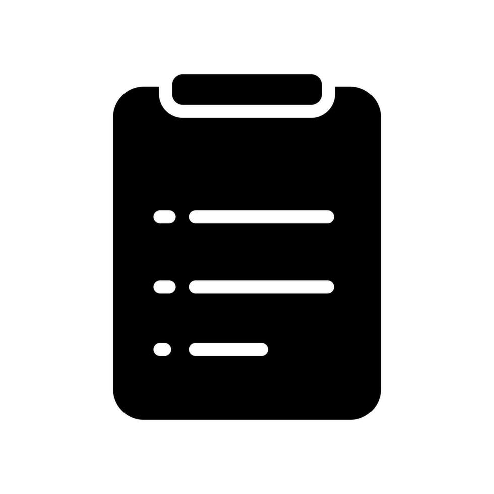 Clipboard Fill Icon Symbol Vector. Black Glyph Clipboard Icon vector