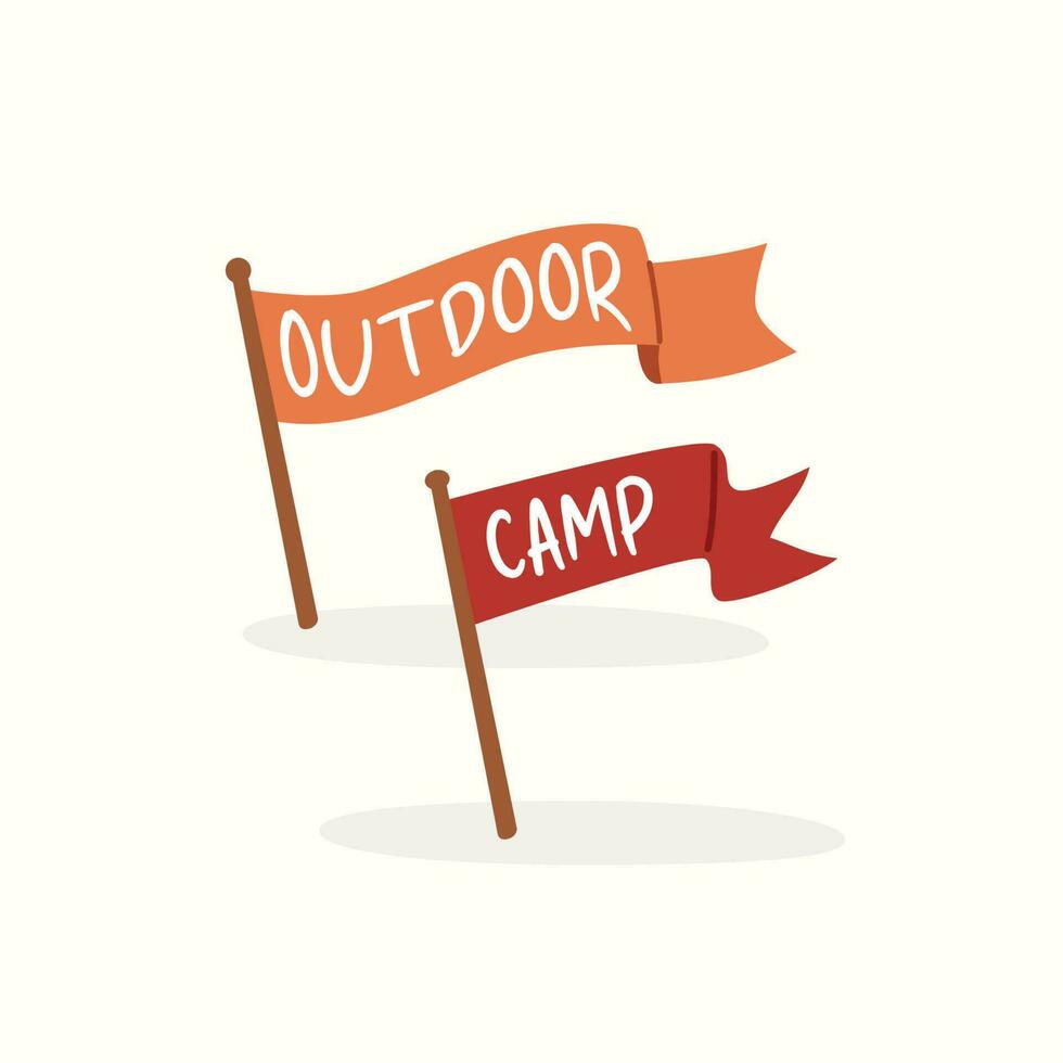 cámping banderín bandera, excursionismo y cámping equipo ilustración