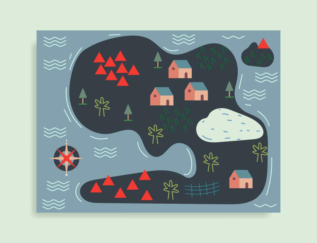 fantasy island map flat design style vector