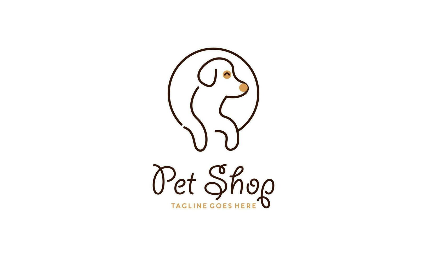 mascota tienda logo diseño en monoline estilo vector