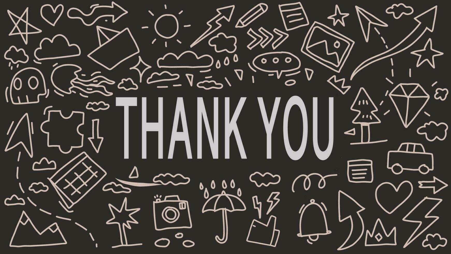 thanks card with doodle hand drawn vector