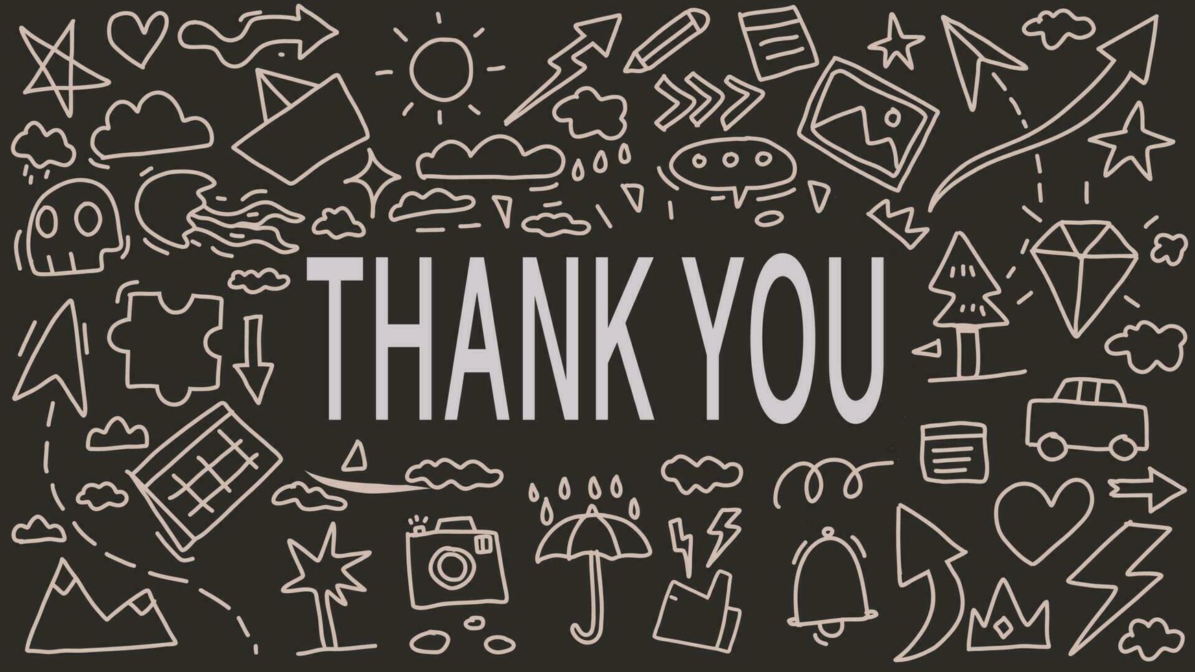 thanks card with doodle hand drawn vector