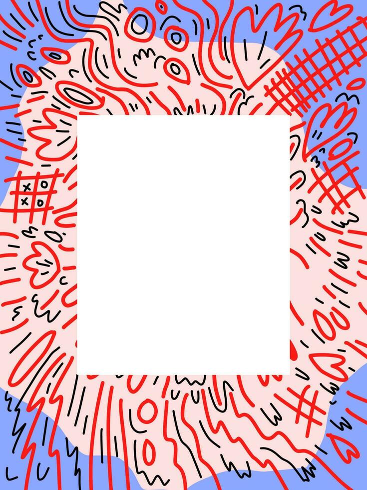 Template cover design with abstract line art background doodle hand drawn vector