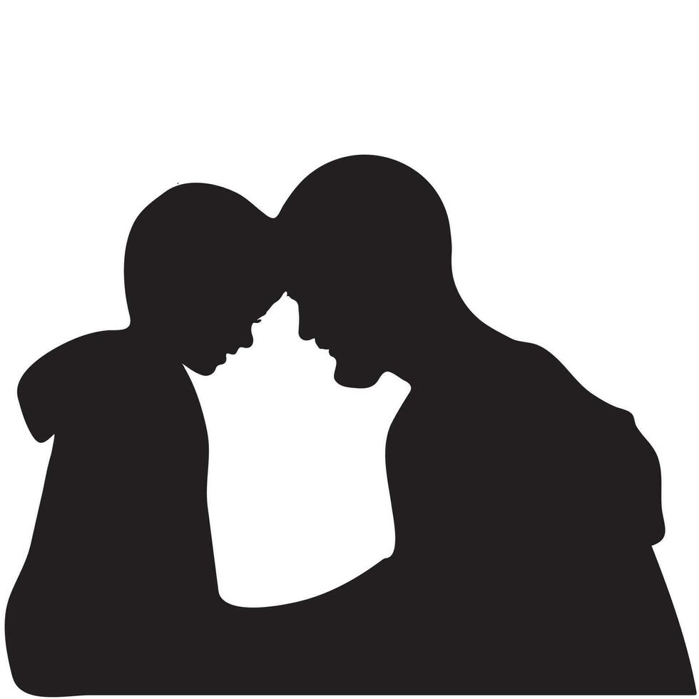 Father and sons drawn silhouette illustration. vector