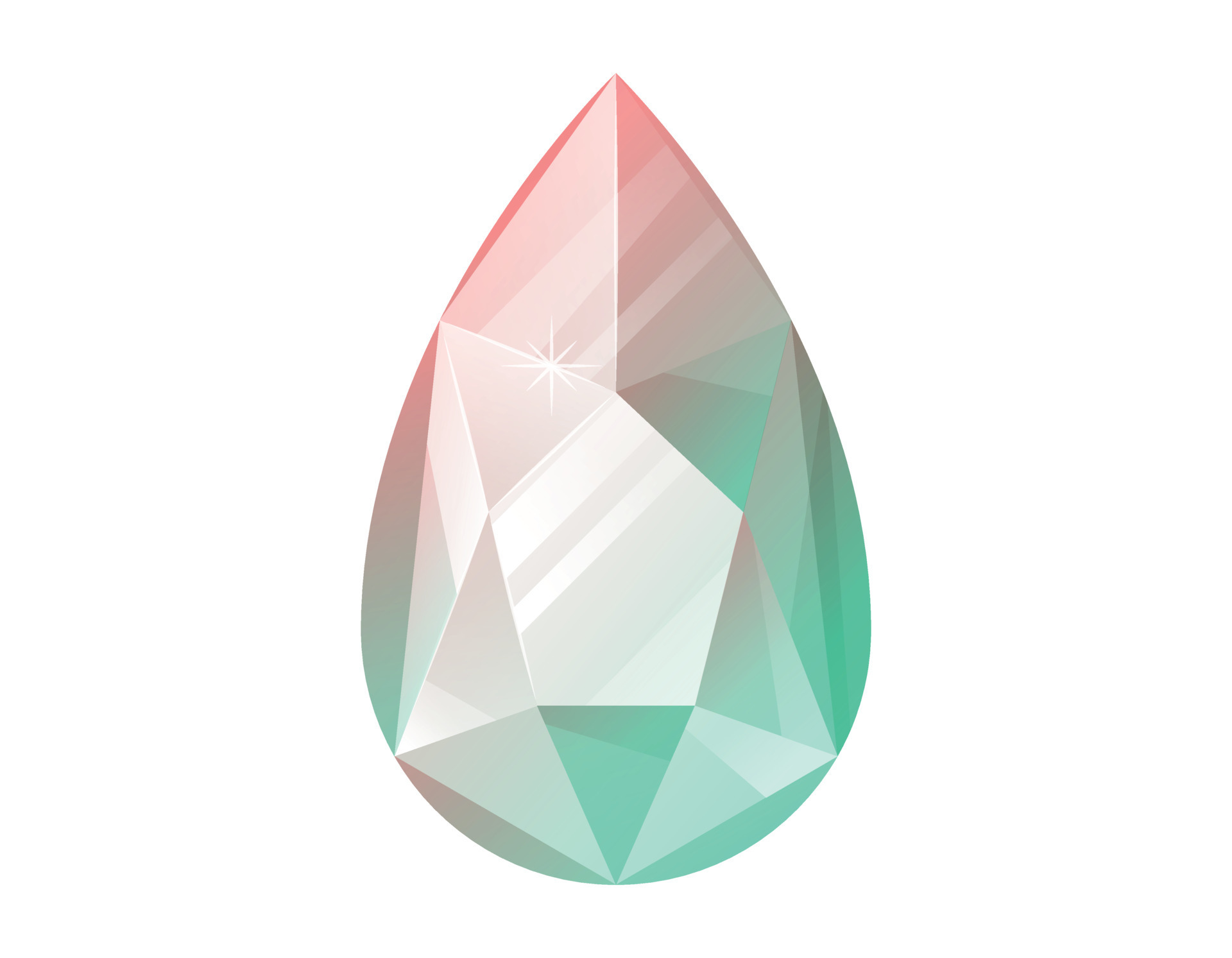 Shining realistic teardrop shaped diamond gemstone. Vector isolated