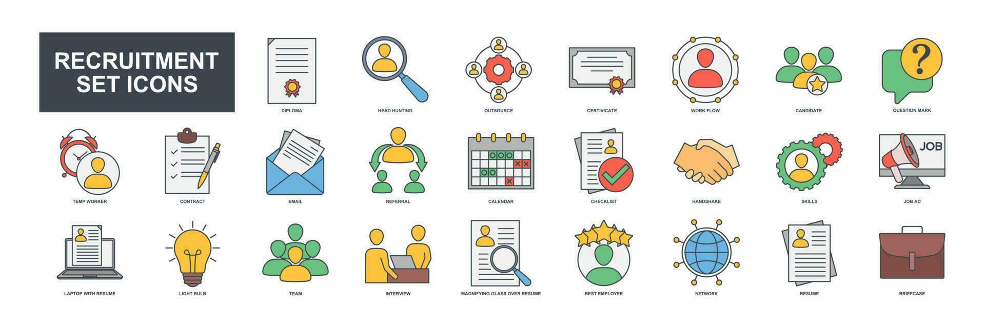 Headhunting And Recruiting elements set icon symbol template for 